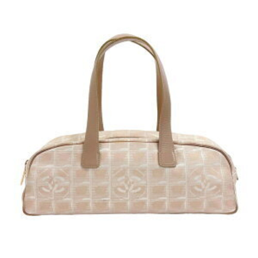 CHANEL Travel Line Handbag Nylon Leather Beige Tan Ixx